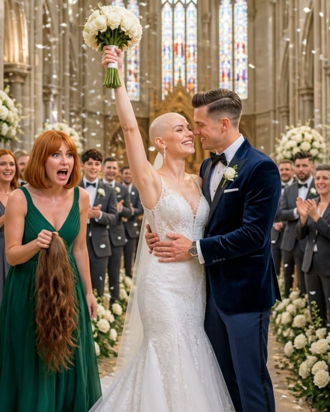 Before my $5M wedding, my jealous sister hid my wig to mock my chemo hair loss. Instead of crying, I walked down the aisle bareheaded, wearing a $2M diamond tiara. But when 500 guests stood in silence, my groom revealed the truth that destroyed her.