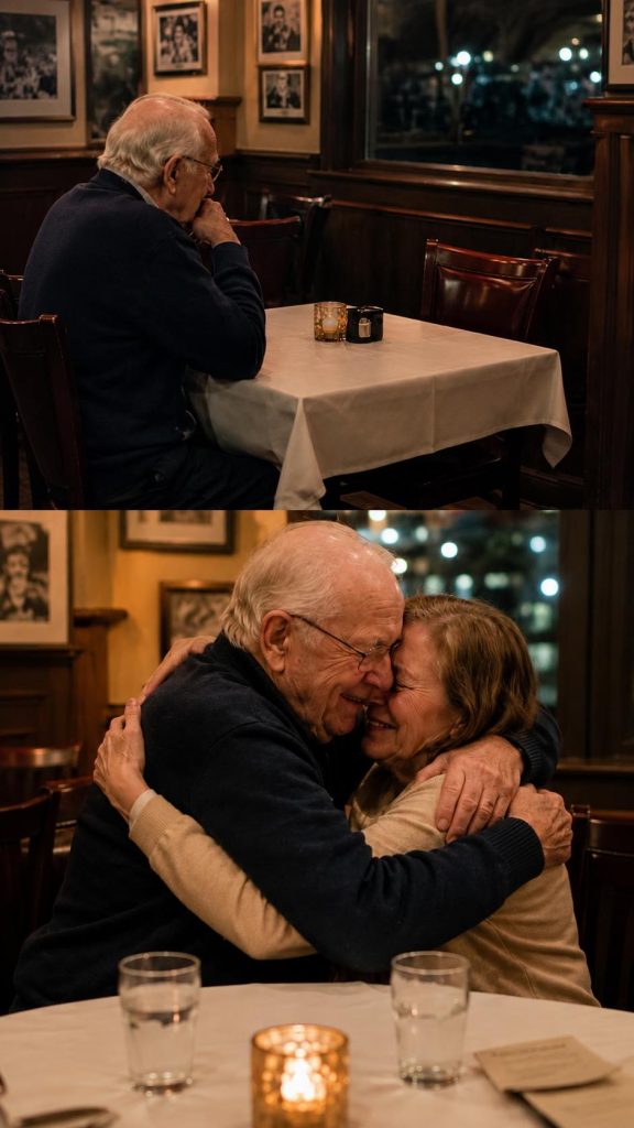 Every year on the same date, an elderly man walked into the restaurant.